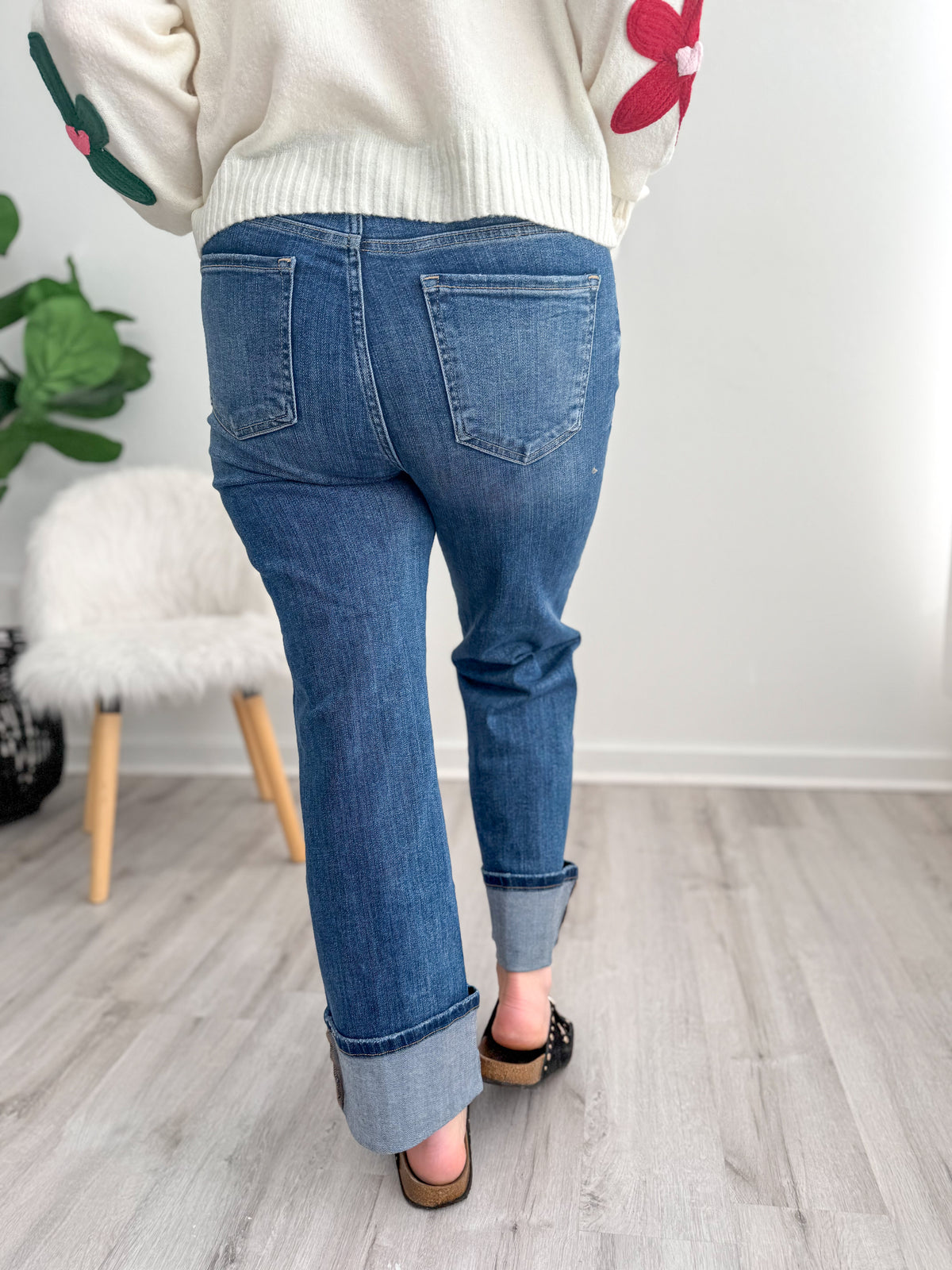 Risen High Rise Ankle Cuffed Jeans