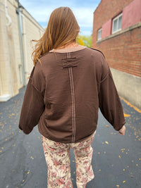 Chocolate Contrast Stitch Top