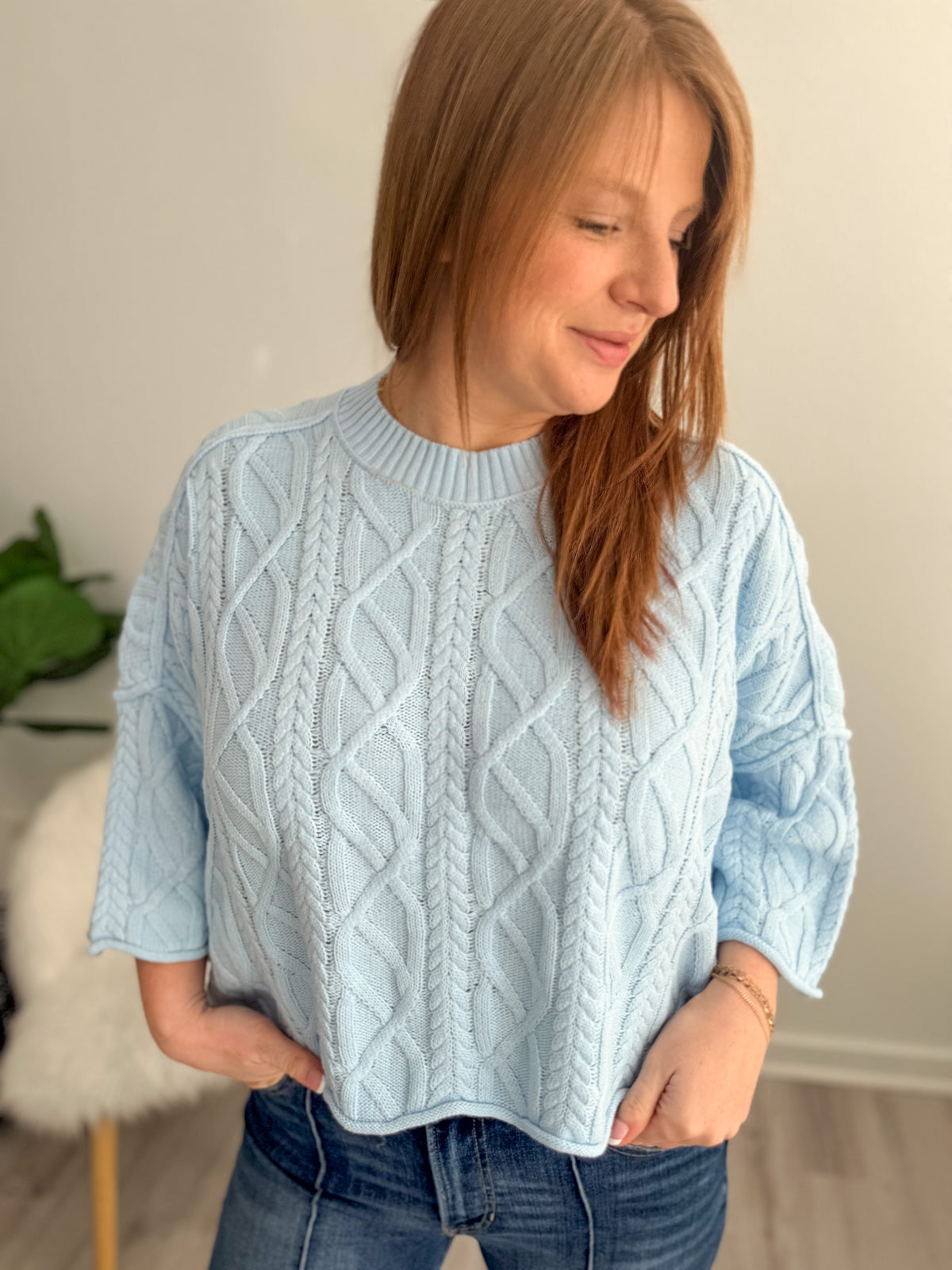 Robin Cable Knit Drape Sweater