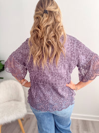 Purple Petal Embroidered Top