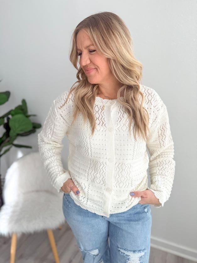 Textured Ivory Cardigan