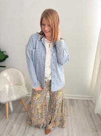 Acid Washed Button Up Shacket