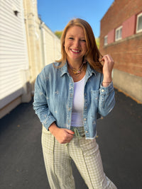 Flower Embroidered Relaxed Jacket