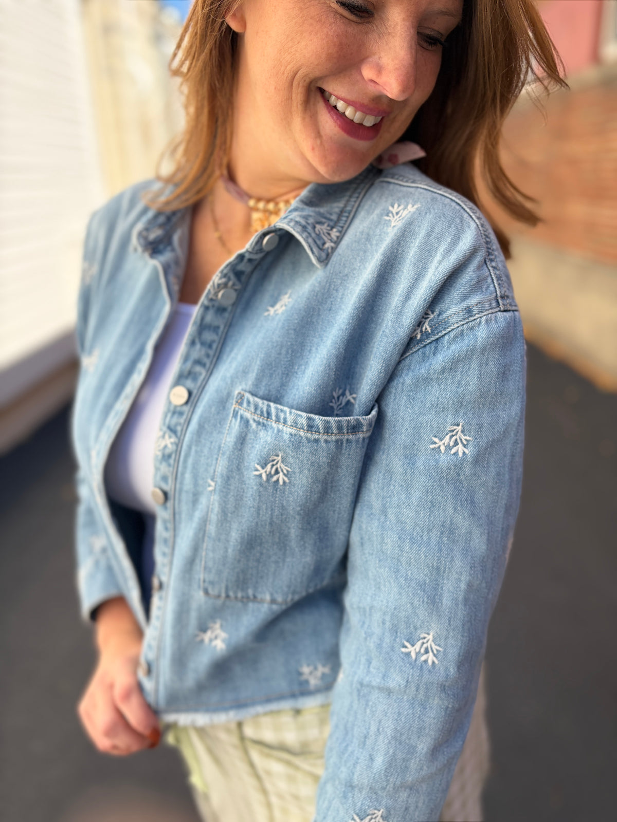 Flower Embroidered Relaxed Jacket