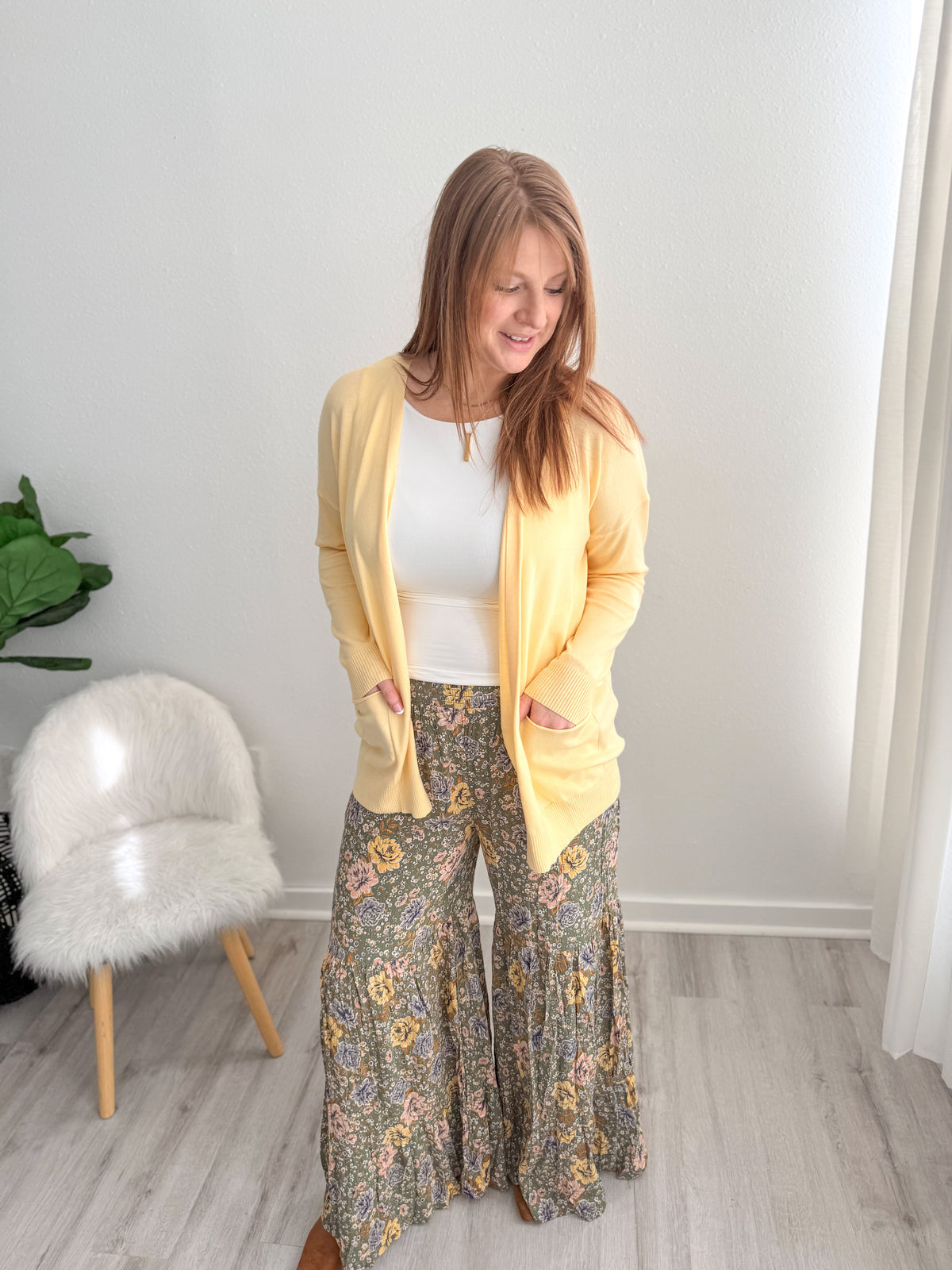 Cozy Open Front Cardigan - Canary Yellow