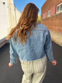 Flower Embroidered Relaxed Jacket
