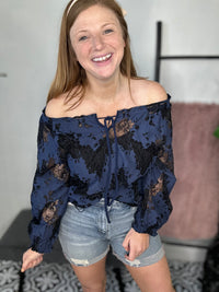 Darby Navy Lace Top