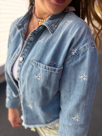 Flower Embroidered Relaxed Jacket