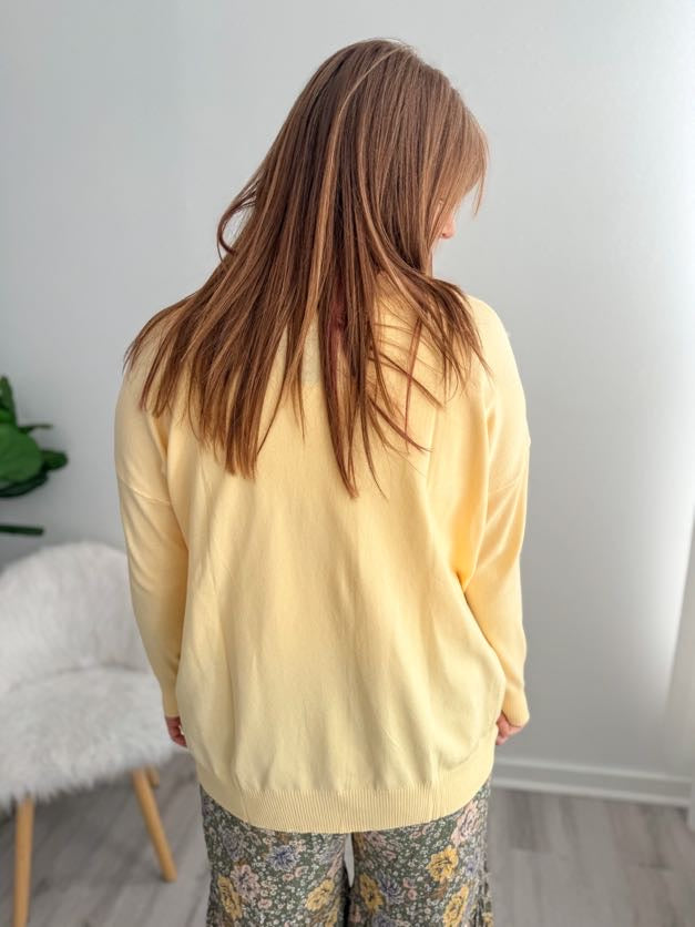 Cozy Open Front Cardigan - Canary Yellow