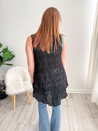 Onyx Lace Sleeveless Cardigan