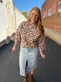 Leopard Mock Neck Sweater