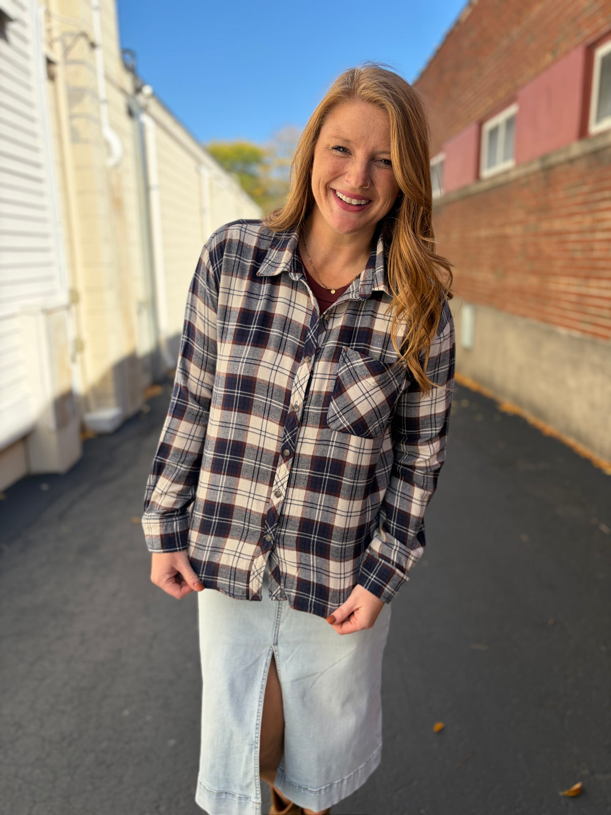 Navy Ridge Plaid Button Up