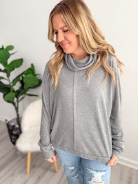 Cozy Relaxed Drape Turtleneck