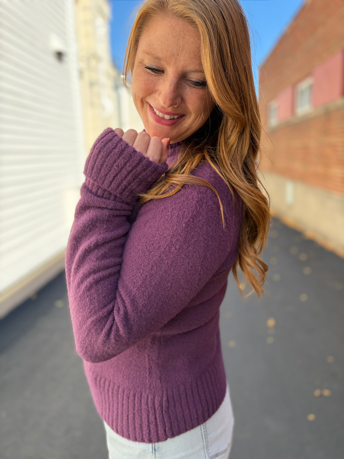 Mock Neck Purple Luxe Sweater