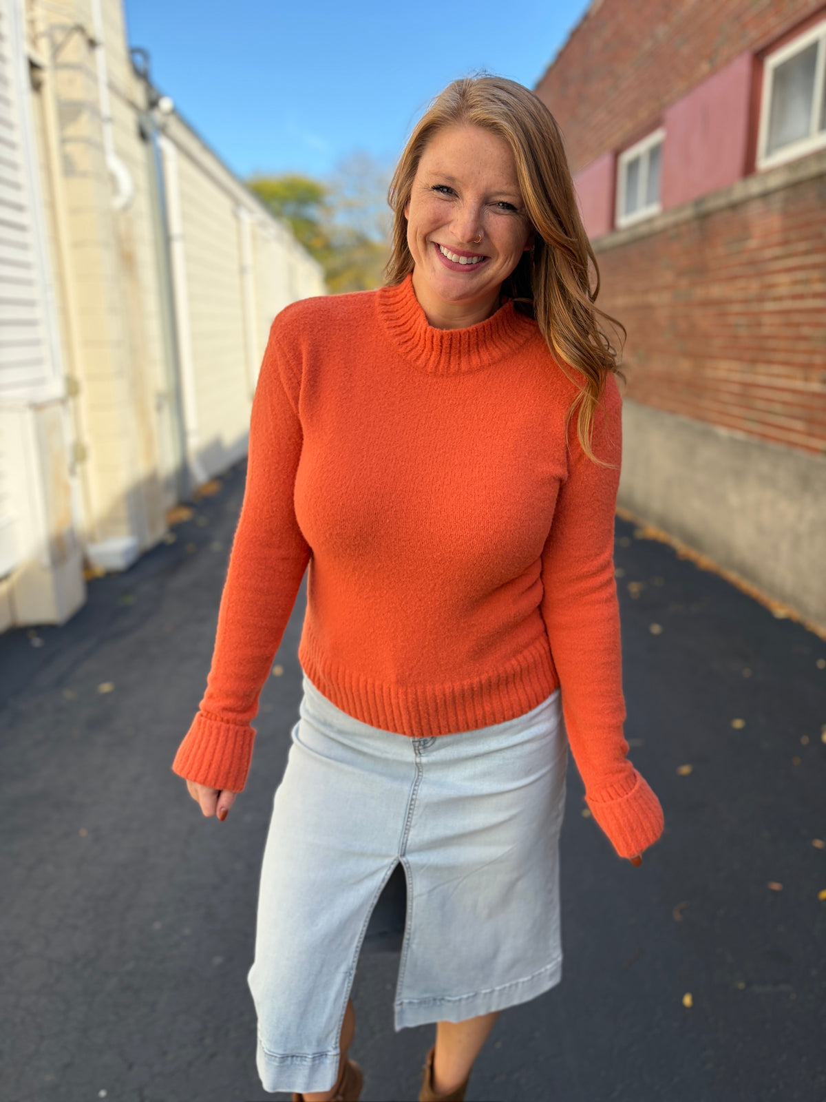Mock Neck Rust Luxe Sweater