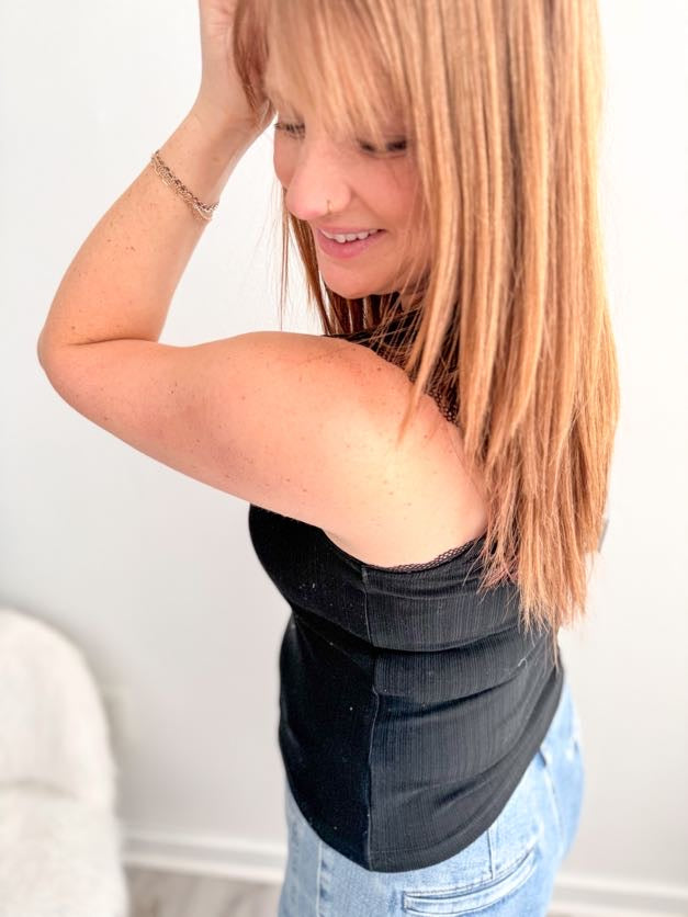 Black Lace Trim Tank