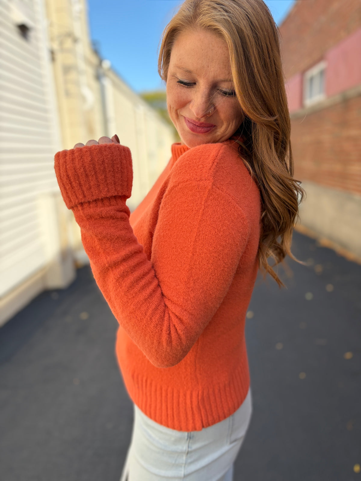 Mock Neck Rust Luxe Sweater