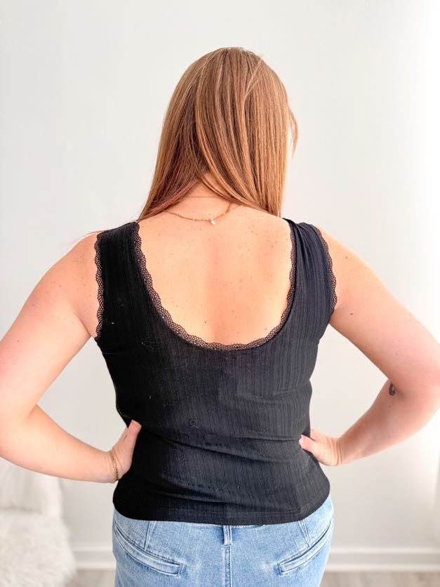 Black Lace Trim Tank