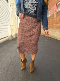 Mocha Floral Midi Skirt