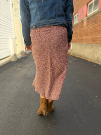 Mocha Floral Midi Skirt