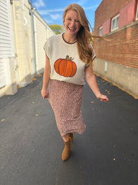 Mocha Floral Midi Skirt