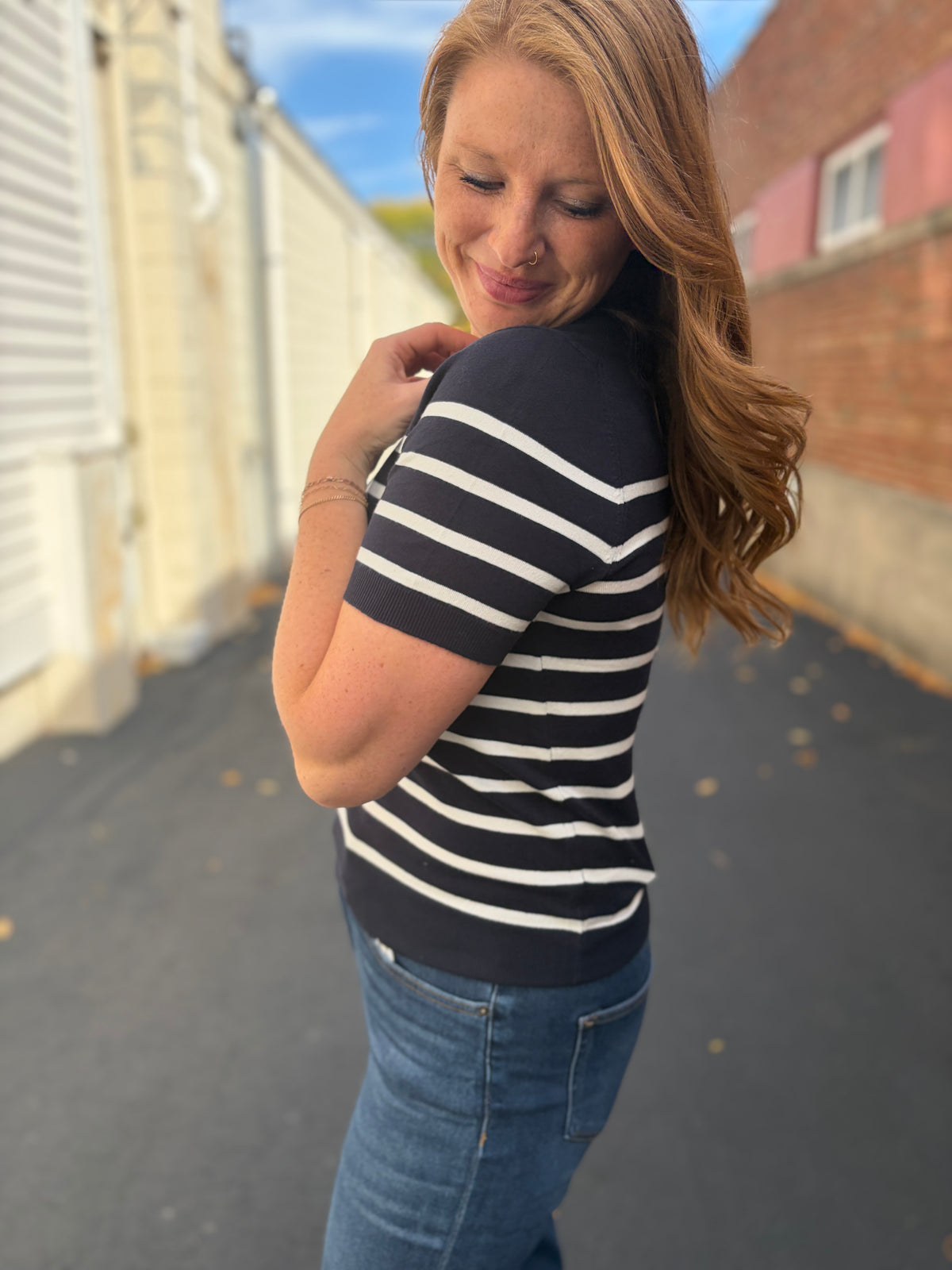 Navy Haven Stripe Top
