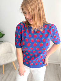 Strawberry Short Sleeve Sweater Top