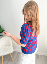 Strawberry Short Sleeve Sweater Top