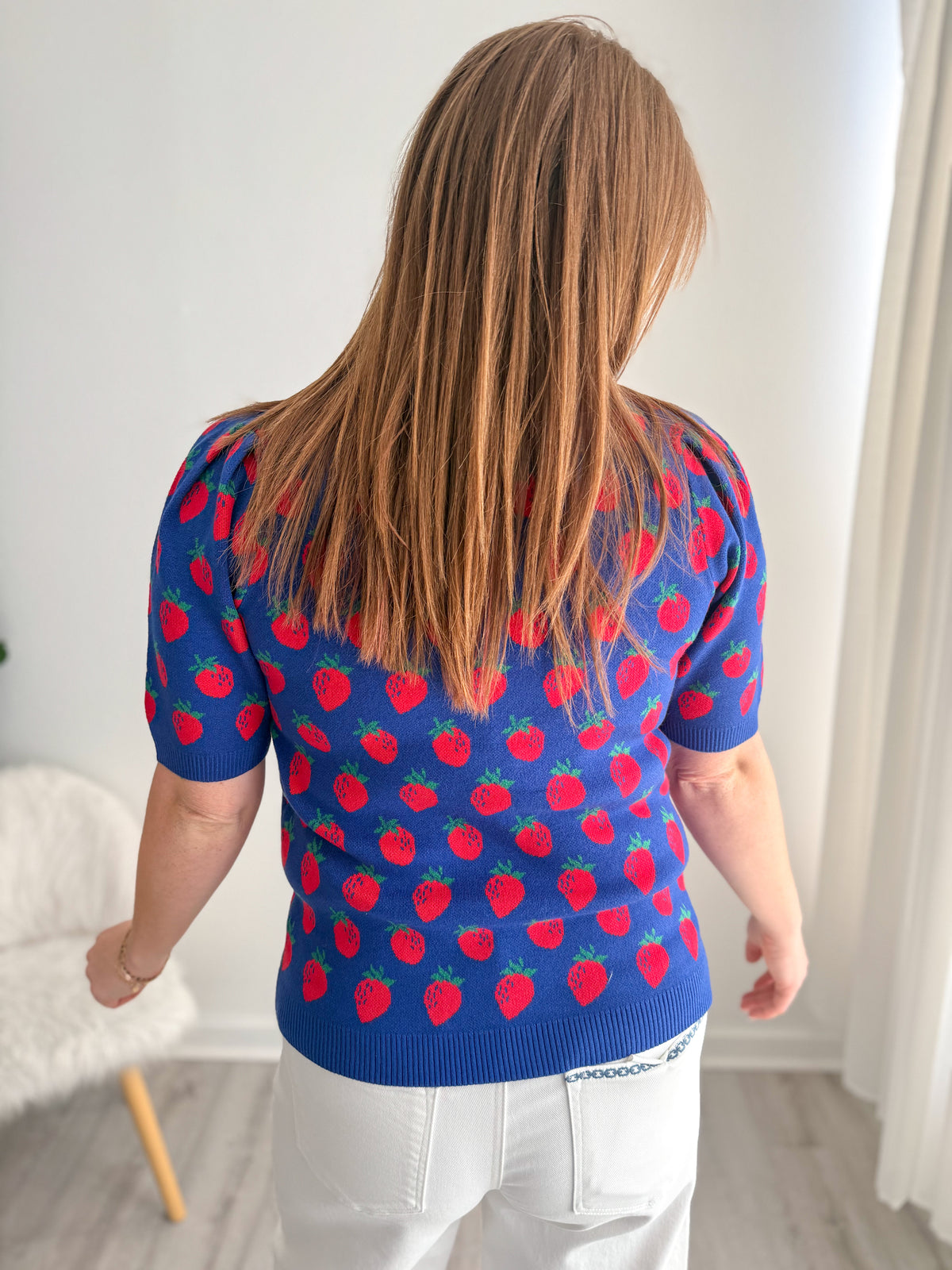 Strawberry Short Sleeve Sweater Top