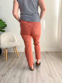 Copper Distressed High Rise Slim Fit Jeans