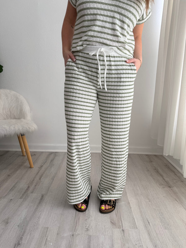 Olive Striped Lounge Pants