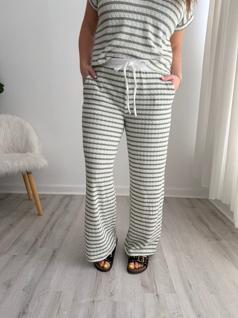 Olive Striped Lounge Pants