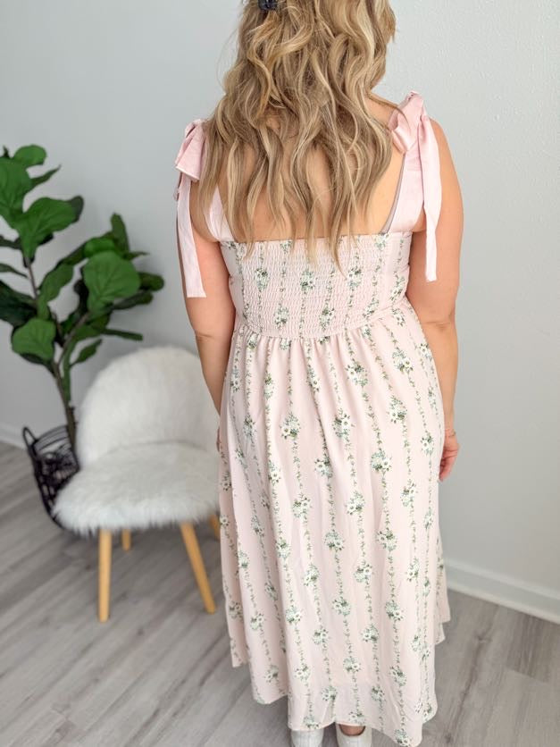 Striped Floral Tie Dress