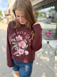 Bloom With Grace Flower Graphic Pullover - NC
