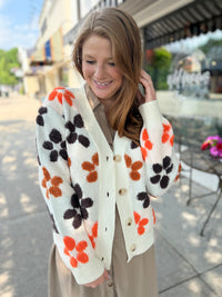Orange Flower Cardigan