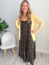 Cozy Open Front Cardigan - Canary Yellow
