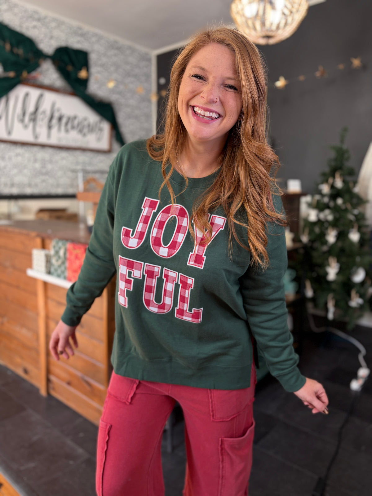 Joyful Plaid Sweatshirt