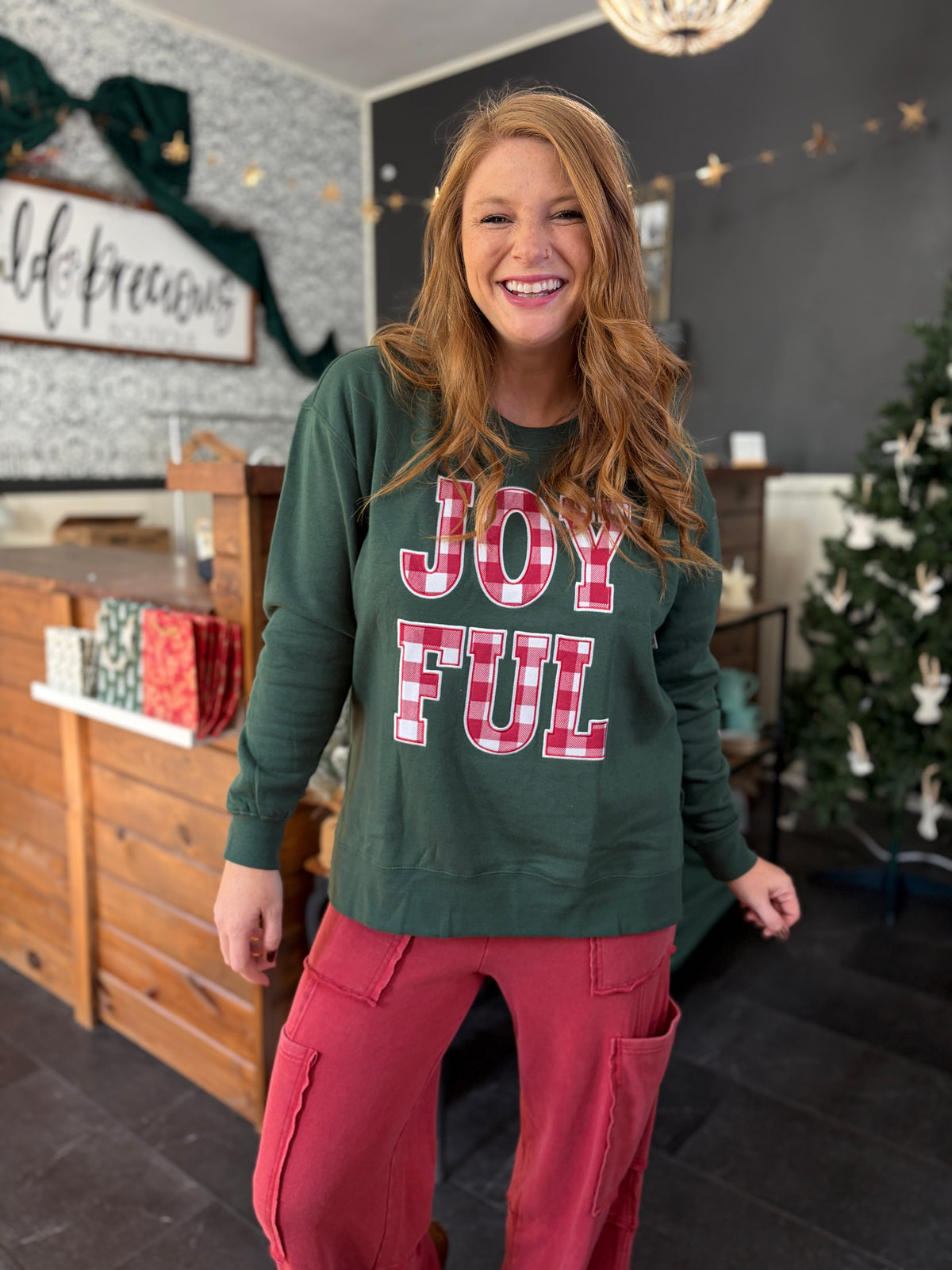 Joyful Plaid Sweatshirt