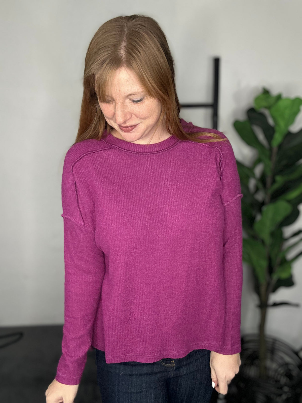 Plum Brushed Cozy Sweater