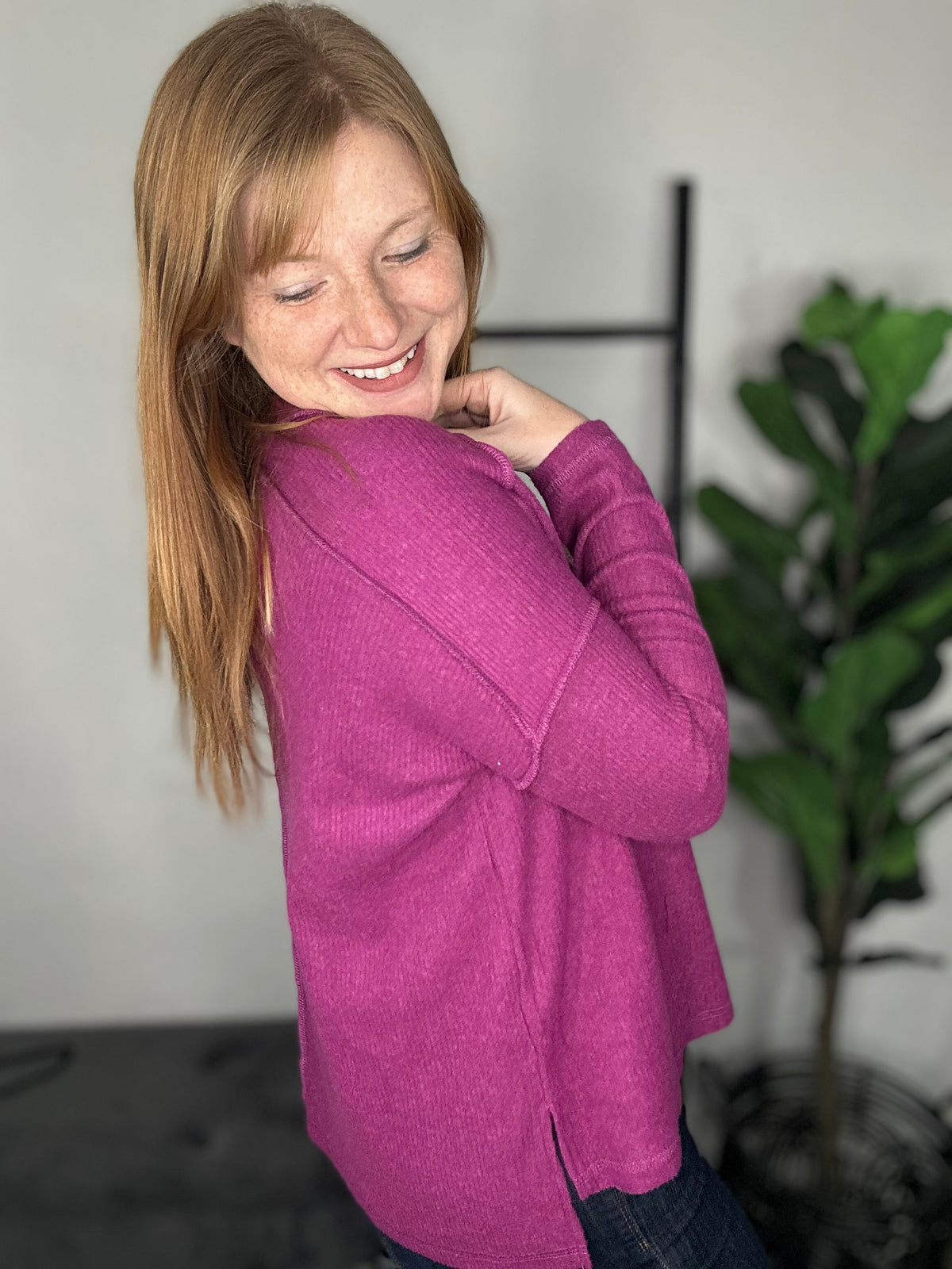 Plum Brushed Cozy Sweater