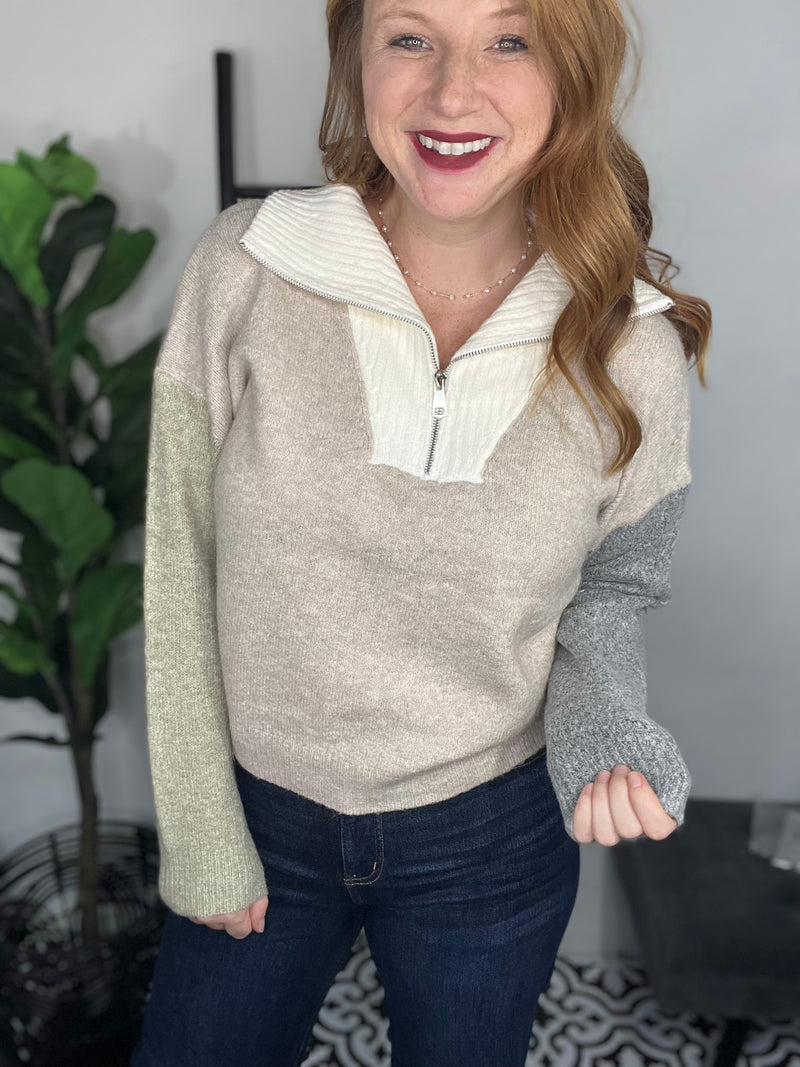 Clara Collared Neutral Sweater