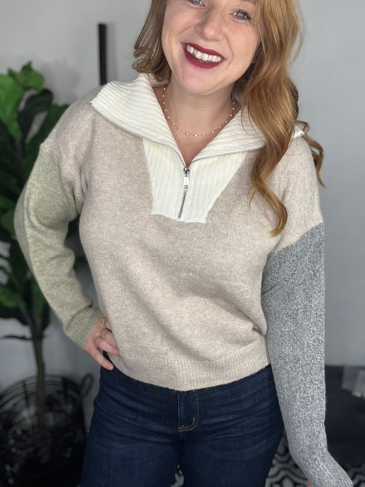 Clara Collared Neutral Sweater