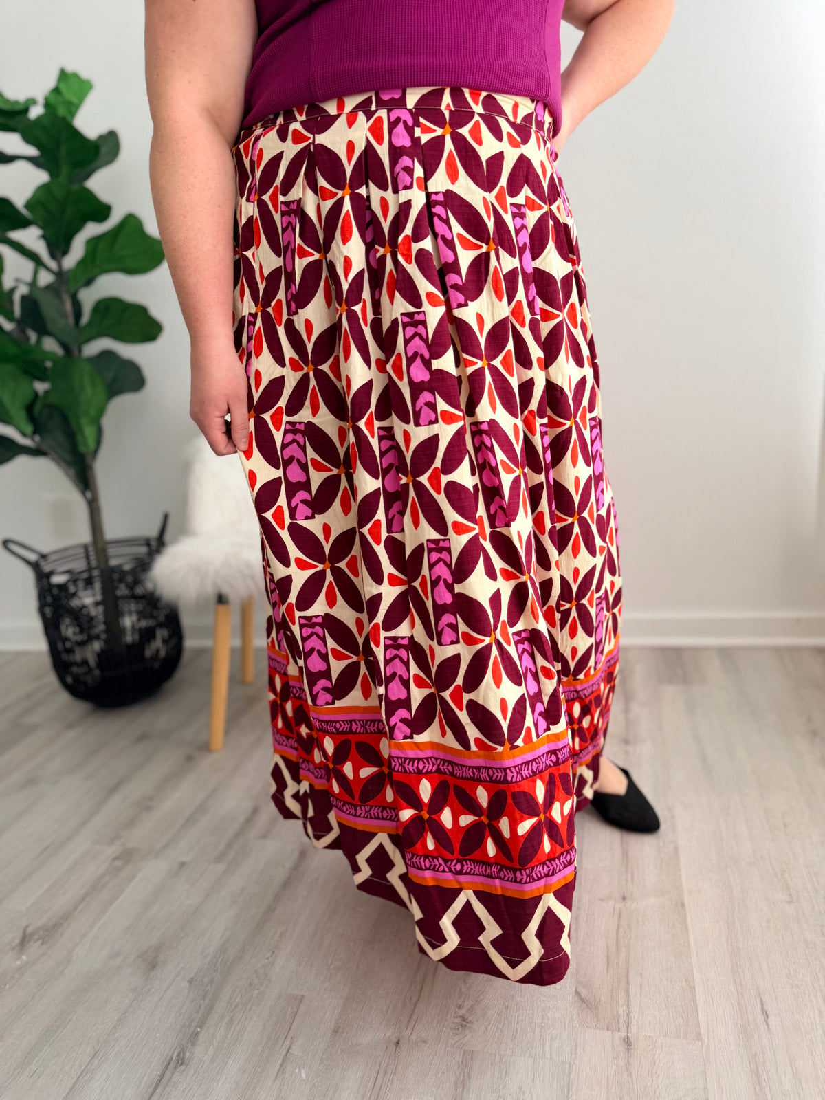 Fuchsia Printed Maxi Skirt