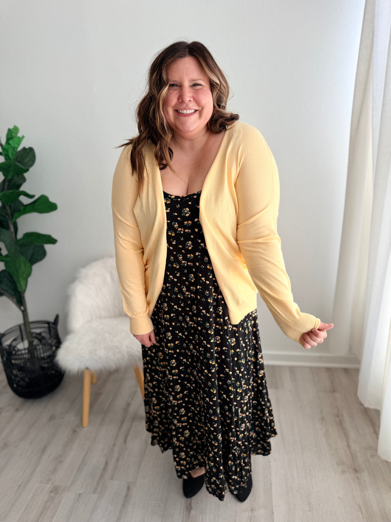 Cozy Open Front Cardigan - Canary Yellow