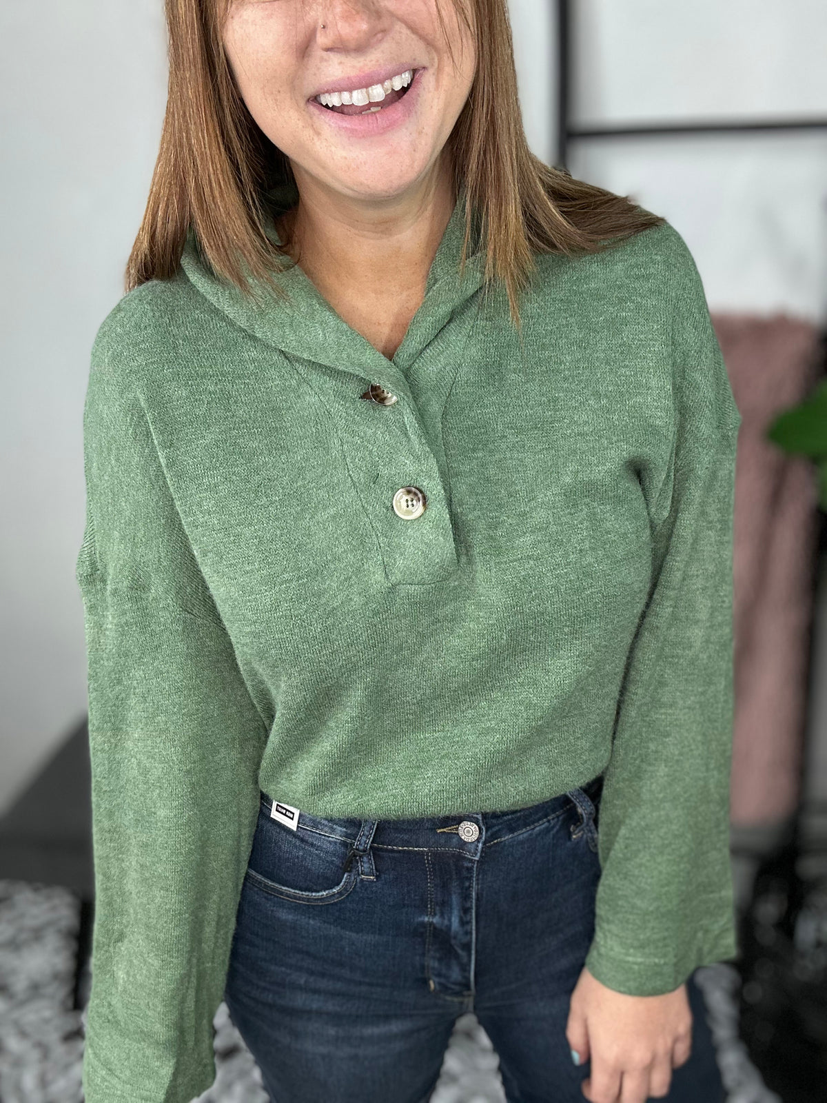 Blissful In Green Sweater
