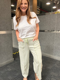 Anna Sage Checkered Barrel Pants