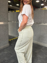 Anna Sage Checkered Barrel Pants