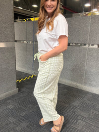 Anna Sage Checkered Barrel Pants