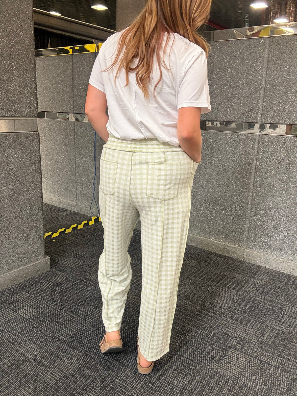 Anna Sage Checkered Barrel Pants