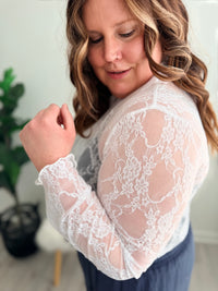 Lace Sheer Long Sleeve - White